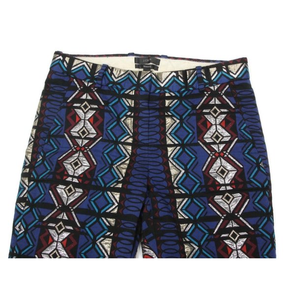 J. Crew Aztec Blue Maddie Straight Leg Pants Trouser size 00 cotton blend - 950 - Picture 3 of 4